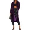 image:imageRVivimos Womens Long Cardigans Fall Velvet Long Sleeve Open Front Side Slit Loose Casual Jackets Duster Coat with PocketsDark Purple