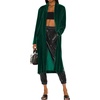 image:imageRVivimos Womens Long Cardigans Fall Velvet Long Sleeve Open Front Side Slit Loose Casual Jackets Duster Coat with PocketsDarkgreen
