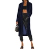 image:imageRVivimos Womens Long Cardigans Fall Velvet Long Sleeve Open Front Side Slit Loose Casual Jackets Duster Coat with PocketsNavy Blue