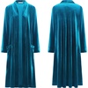 image:imageRVivimos Womens Long Cardigans Fall Velvet Long Sleeve Open Front Side Slit Loose Casual Jackets Duster Coat with PocketsSea Blue