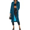 image:imageRVivimos Womens Long Cardigans Fall Velvet Long Sleeve Open Front Side Slit Loose Casual Jackets Duster Coat with PocketsSea Blue