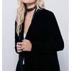 image:imageRVivimos Womens Ruffled Asymmetric Long Velvet Blazers Coat Casual JacketsBlack