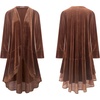 image:imageRVivimos Womens Ruffled Asymmetric Long Velvet Blazers Coat Casual JacketsBrown