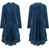 image:imageRVivimos Womens Ruffled Asymmetric Long Velvet Blazers Coat Casual JacketsDark Blue