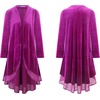 image:imageRVivimos Womens Ruffled Asymmetric Long Velvet Blazers Coat Casual JacketsFuchsia