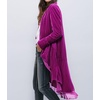 image:imageRVivimos Womens Ruffled Asymmetric Long Velvet Blazers Coat Casual JacketsFuchsia
