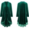 image:imageRVivimos Womens Ruffled Asymmetric Long Velvet Blazers Coat Casual JacketsGreen