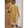 image:imageRVivimos Womens Ruffled Asymmetric Long Velvet Blazers Coat Casual JacketsKhaki