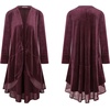 image:imageRVivimos Womens Ruffled Asymmetric Long Velvet Blazers Coat Casual JacketsPlum