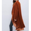 image:imageRVivimos Womens Ruffled Asymmetric Long Velvet Blazers Coat Casual JacketsRust Brown