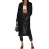 image:imageRVivimos Womens Long Cardigans Fall Velvet Long Sleeve Open Front Side Slit Loose Casual Jackets Duster Coat with PocketsBlack