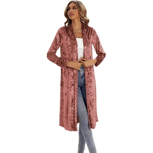 image:imageRVivimos Womens Long Sleeves Casual Velvet Jacket Open Front Cardigan Coat OuterwearPink