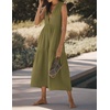image:imageRVivimos 2026 Summer Cotton Maxi Dresses for Women Casual Sleeveless Button V Neck Tiered Loose Flowy Beach Long DressArmy Green
