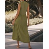 image:imageRVivimos 2026 Summer Cotton Maxi Dresses for Women Casual Sleeveless Button V Neck Tiered Loose Flowy Beach Long DressArmy Green