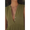 image:imageRVivimos 2026 Summer Cotton Maxi Dresses for Women Casual Sleeveless Button V Neck Tiered Loose Flowy Beach Long DressArmy Green