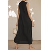 image:imageRVivimos 2026 Summer Cotton Maxi Dresses for Women Casual Sleeveless Button V Neck Tiered Loose Flowy Beach Long DressBlack