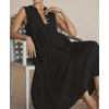 image:imageRVivimos 2026 Summer Cotton Maxi Dresses for Women Casual Sleeveless Button V Neck Tiered Loose Flowy Beach Long DressBlack