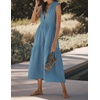 image:imageRVivimos 2026 Summer Cotton Maxi Dresses for Women Casual Sleeveless Button V Neck Tiered Loose Flowy Beach Long DressBlue