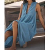 image:imageRVivimos 2026 Summer Cotton Maxi Dresses for Women Casual Sleeveless Button V Neck Tiered Loose Flowy Beach Long DressBlue
