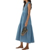 image:imageRVivimos 2026 Summer Cotton Maxi Dresses for Women Casual Sleeveless Button V Neck Tiered Loose Flowy Beach Long DressBlue