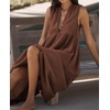image:imageRVivimos 2026 Summer Cotton Maxi Dresses for Women Casual Sleeveless Button V Neck Tiered Loose Flowy Beach Long DressBrown