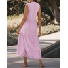 image:imageRVivimos 2026 Summer Cotton Maxi Dresses for Women Casual Sleeveless Button V Neck Tiered Loose Flowy Beach Long DressLavender