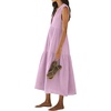 image:imageRVivimos 2026 Summer Cotton Maxi Dresses for Women Casual Sleeveless Button V Neck Tiered Loose Flowy Beach Long DressLavender