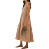 image:imageRVivimos 2026 Summer Cotton Maxi Dresses for Women Casual Sleeveless Button V Neck Tiered Loose Flowy Beach Long DressLight Khaki