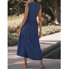 image:imageRVivimos 2026 Summer Cotton Maxi Dresses for Women Casual Sleeveless Button V Neck Tiered Loose Flowy Beach Long DressNavy Blue