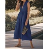 image:imageRVivimos 2026 Summer Cotton Maxi Dresses for Women Casual Sleeveless Button V Neck Tiered Loose Flowy Beach Long DressNavy Blue