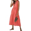 image:imageRVivimos 2026 Summer Cotton Maxi Dresses for Women Casual Sleeveless Button V Neck Tiered Loose Flowy Beach Long DressOrange