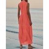 image:imageRVivimos 2026 Summer Cotton Maxi Dresses for Women Casual Sleeveless Button V Neck Tiered Loose Flowy Beach Long DressOrange