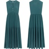 image:imageRVivimos 2026 Summer Cotton Maxi Dresses for Women Casual Sleeveless Button V Neck Tiered Loose Flowy Beach Long DressTeal