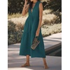 image:imageRVivimos 2026 Summer Cotton Maxi Dresses for Women Casual Sleeveless Button V Neck Tiered Loose Flowy Beach Long DressTeal