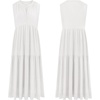 image:imageRVivimos 2026 Summer Cotton Maxi Dresses for Women Casual Sleeveless Button V Neck Tiered Loose Flowy Beach Long DressWhite