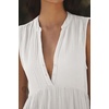 image:imageRVivimos 2026 Summer Cotton Maxi Dresses for Women Casual Sleeveless Button V Neck Tiered Loose Flowy Beach Long DressWhite
