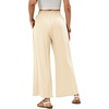 image:imageRVivimos Cotton Casual Wide Leg Pants for Women Stretchy High Waisted Comfy Flowy Cropped Palazzo Pants with PocketsBeige