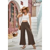 image:imageRVivimos Cotton Casual Wide Leg Pants for Women Stretchy High Waisted Comfy Flowy Cropped Palazzo Pants with PocketsDark Brown