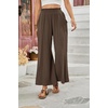 image:imageRVivimos Cotton Casual Wide Leg Pants for Women Stretchy High Waisted Comfy Flowy Cropped Palazzo Pants with PocketsDark Brown