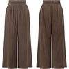 image:imageRVivimos Cotton Casual Wide Leg Pants for Women Stretchy High Waisted Comfy Flowy Cropped Palazzo Pants with PocketsDark Brown