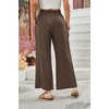 image:imageRVivimos Cotton Casual Wide Leg Pants for Women Stretchy High Waisted Comfy Flowy Cropped Palazzo Pants with PocketsDark Brown