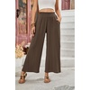 image:imageRVivimos Cotton Casual Wide Leg Pants for Women Stretchy High Waisted Comfy Flowy Cropped Palazzo Pants with PocketsDark Brown