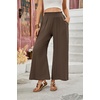 image:imageRVivimos Cotton Casual Wide Leg Pants for Women Stretchy High Waisted Comfy Flowy Cropped Palazzo Pants with PocketsDark Brown