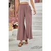 image:imageRVivimos Cotton Casual Wide Leg Pants for Women Stretchy High Waisted Comfy Flowy Cropped Palazzo Pants with PocketsMauve