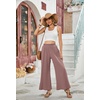 image:imageRVivimos Cotton Casual Wide Leg Pants for Women Stretchy High Waisted Comfy Flowy Cropped Palazzo Pants with PocketsMauve