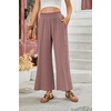 image:imageRVivimos Cotton Casual Wide Leg Pants for Women Stretchy High Waisted Comfy Flowy Cropped Palazzo Pants with PocketsMauve
