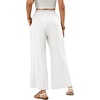 image:imageRVivimos Cotton Casual Wide Leg Pants for Women Stretchy High Waisted Comfy Flowy Cropped Palazzo Pants with PocketsWhite