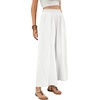 image:imageRVivimos Cotton Casual Wide Leg Pants for Women Stretchy High Waisted Comfy Flowy Cropped Palazzo Pants with PocketsWhite