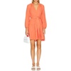 image:imageRVivimos Long Sleeve Cotton Dresses for Women Fall Casual V Neck ALine Tiered Mini Spring Dresses with BeltOrange