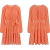 image:imageRVivimos Long Sleeve Cotton Dresses for Women Fall Casual V Neck ALine Tiered Mini Spring Dresses with BeltOrange